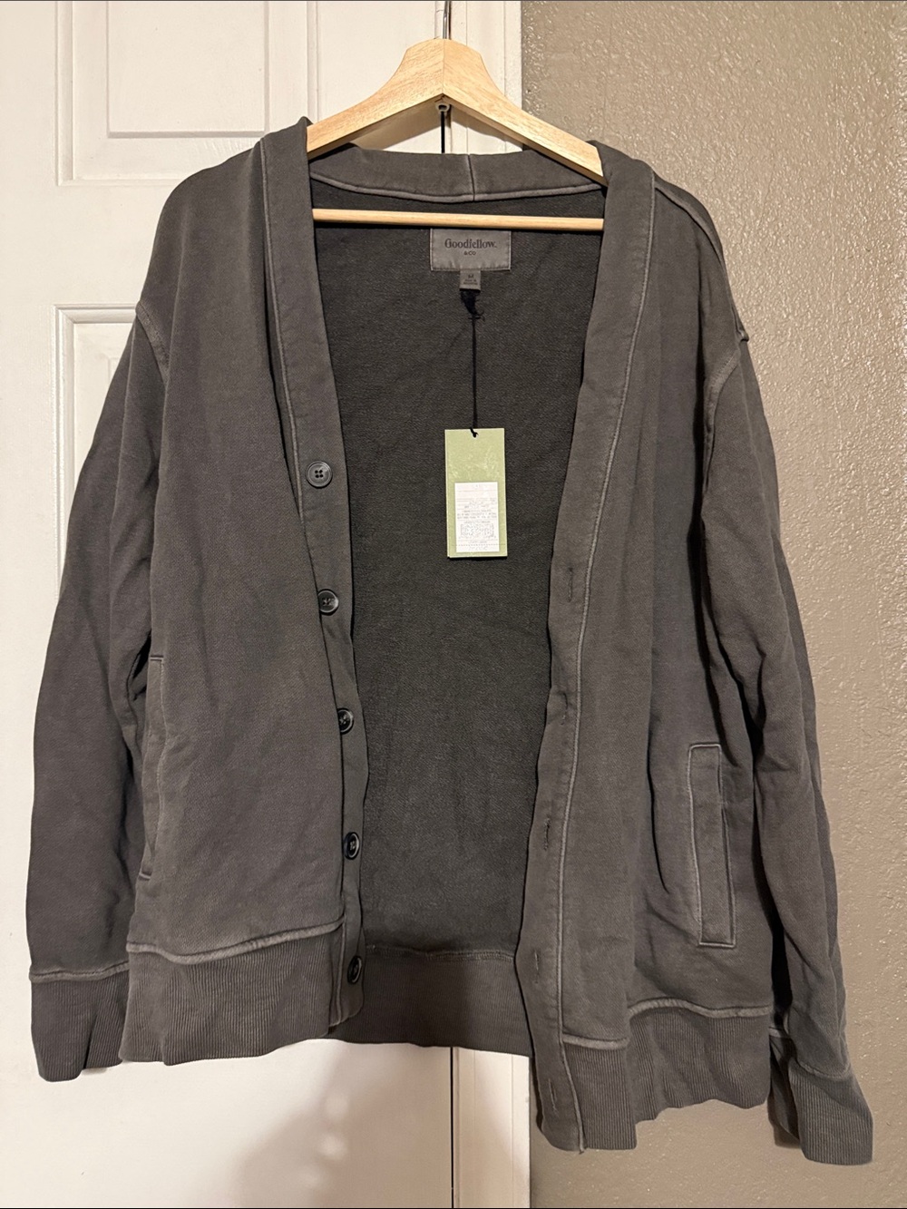 Goodfellow & Co Men’s Dark Gray Button-Front SweatShirt Jacket